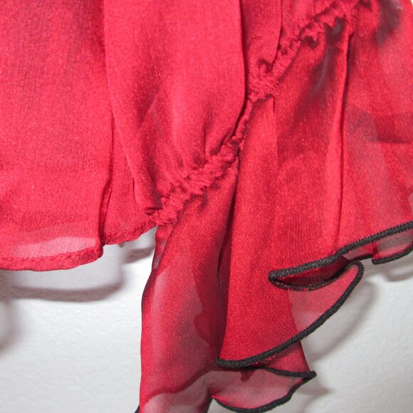 Collection Dressbarn womens Sz 22W red ruffle blouse top long sleeve witchy Y2K - Picture 6 of 12